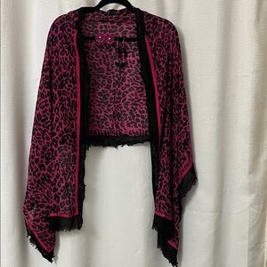 Women's 3 pc Gift Set Mother’s Day Easter Pink Leopard Shawl 2 pairs earrings